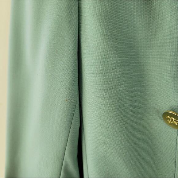 Burberry Vintage Mint Wool Double Breasted Blazer Jacket Small - Picture 11 of 16